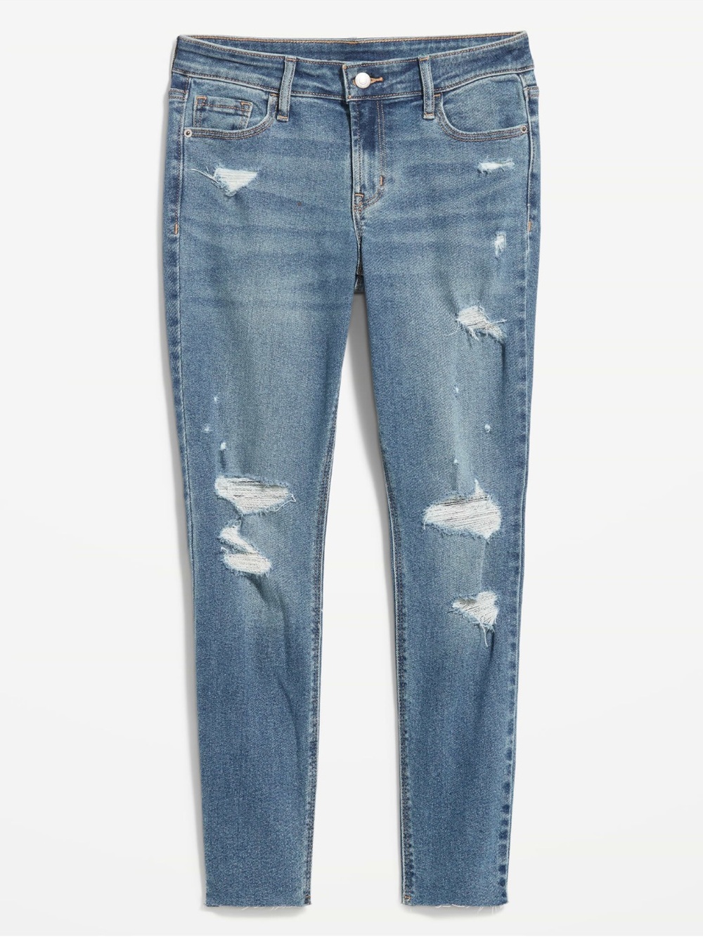 Old Navy Mid Rise Rockstar Super-Skinny Classic Distressed Jeans 14 SHORT
